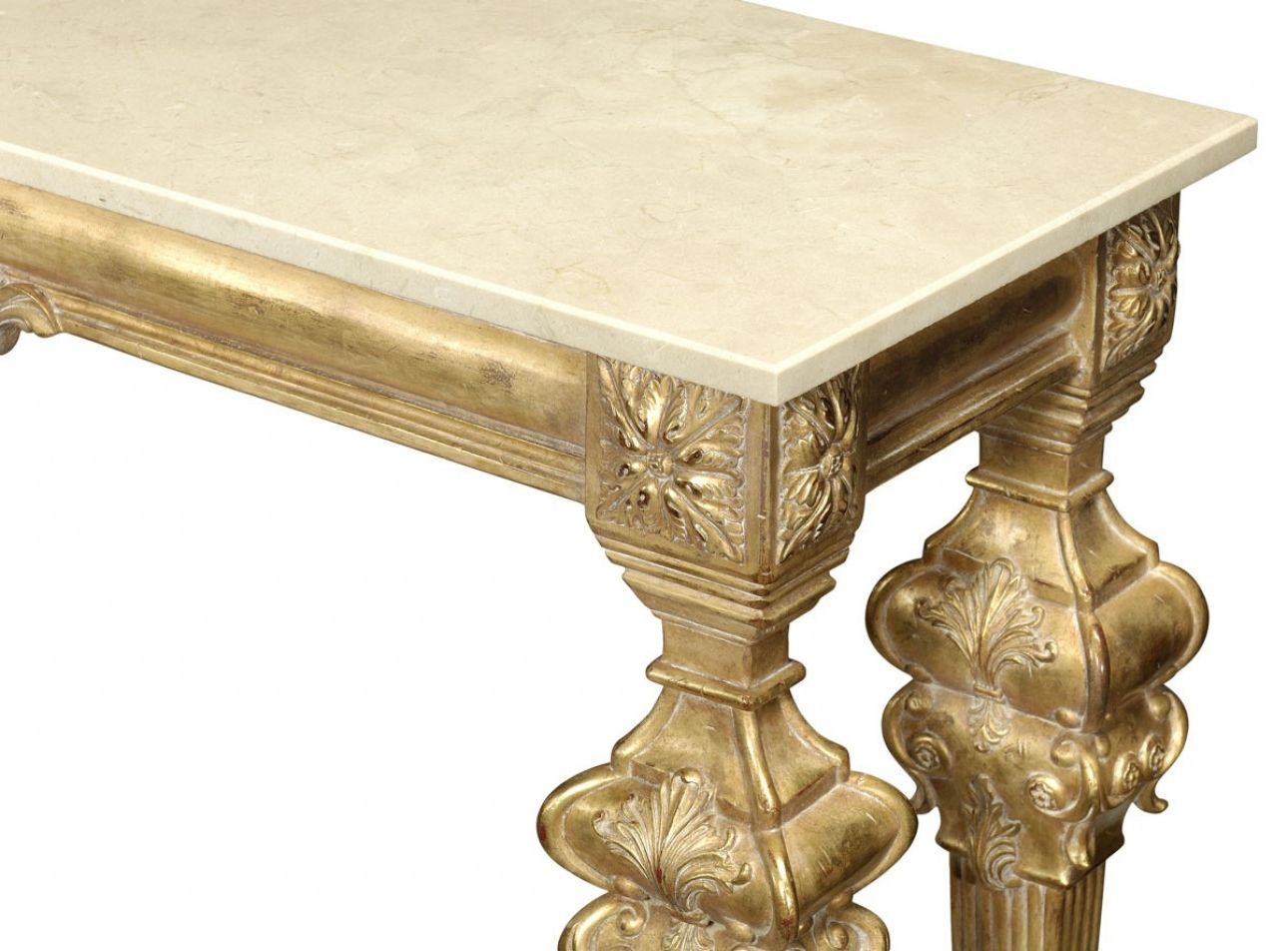 Well Liked Gold Antique Finish, Marble Top, Hand Carved (View 8 of 10)