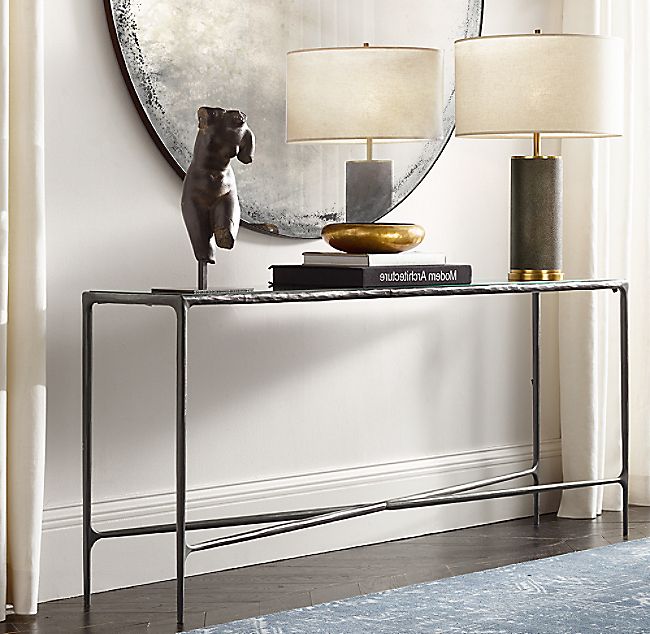 Well Liked Rectangular Glass Top Console Tables Throughout Thaddeus Glass Rectangular Console Table (View 1 of 10)