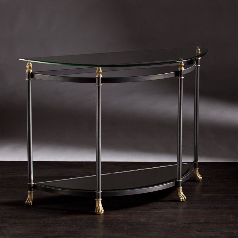 Well Liked Southern Enterprises Allesandro Demilune Glass Console For Antique Gold Aluminum Console Tables (View 8 of 10)