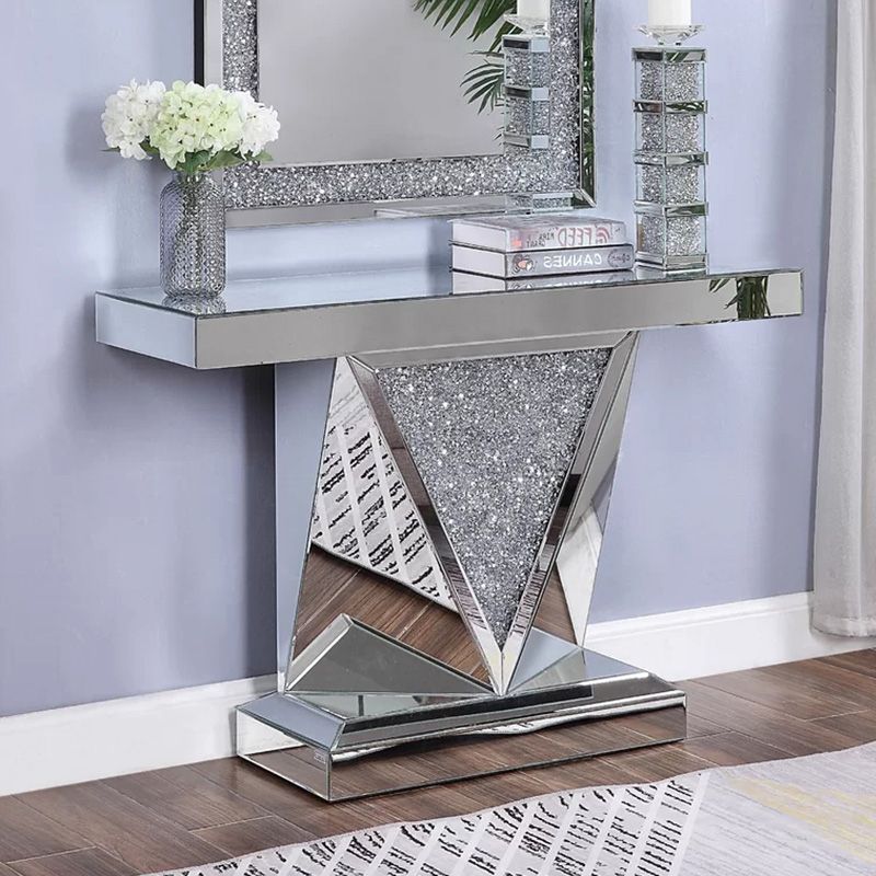 Well Liked Square Modern Console Tables Inside Modern Mirrored Console Table Crushed Diamond Furniture (View 6 of 10)