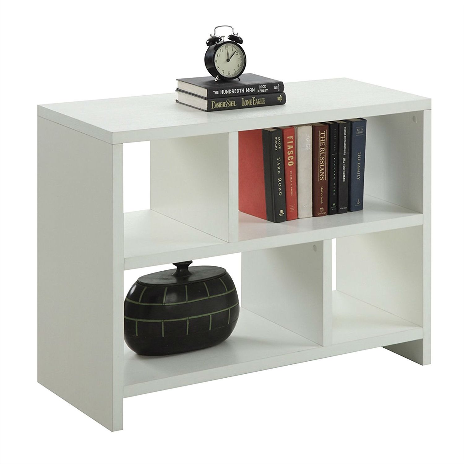 White Grained Wood Hexagonal Console Tables Inside Well Known White 2 Shelf Modern Bookcase Console Table (View 10 of 10)