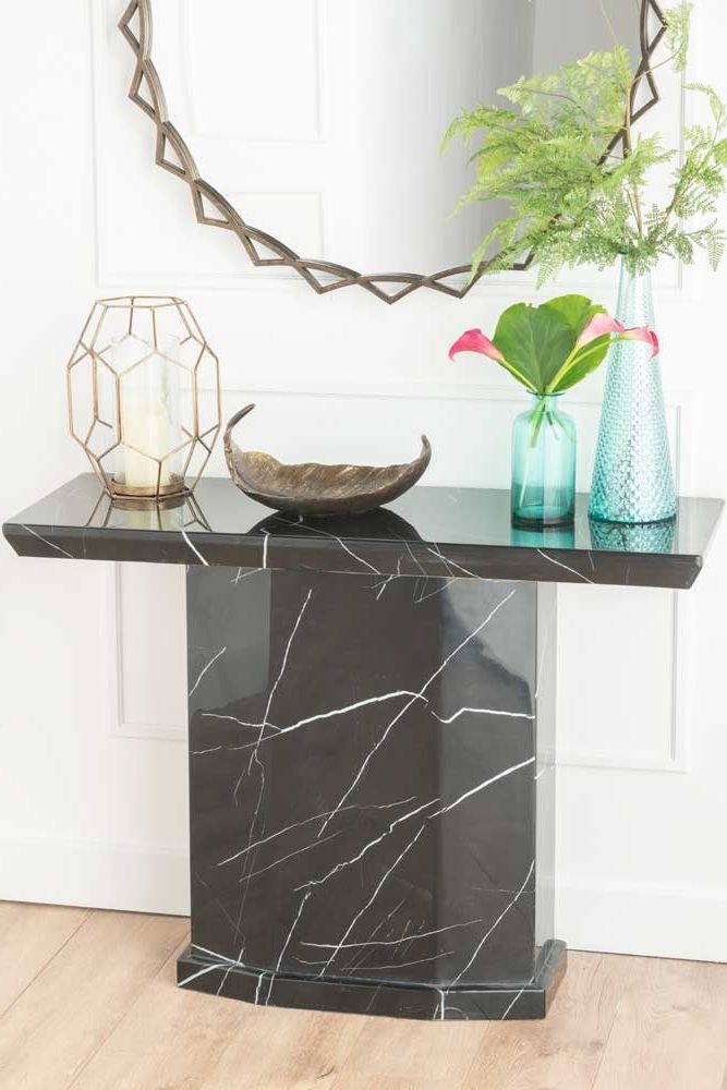 Widely Used Bern Black Marble Console Table – Furntastic Furniture Uk Regarding Marble Console Tables (View 9 of 10)