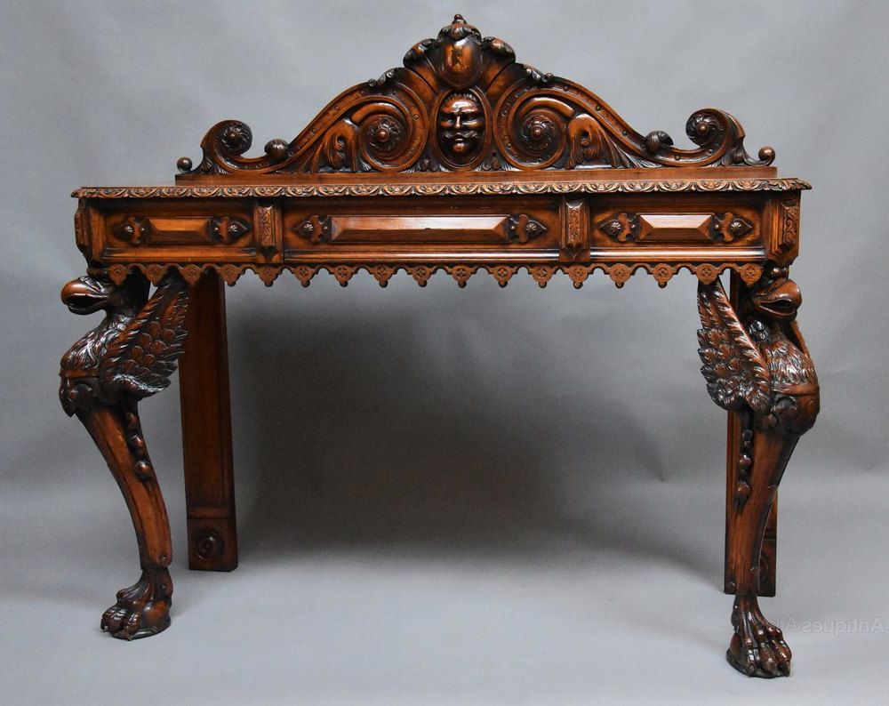 Widely Used Oval Aged Black Iron Console Tables Intended For Superbly Carved Mid 19th Century Oak Console Table (View 10 of 10)