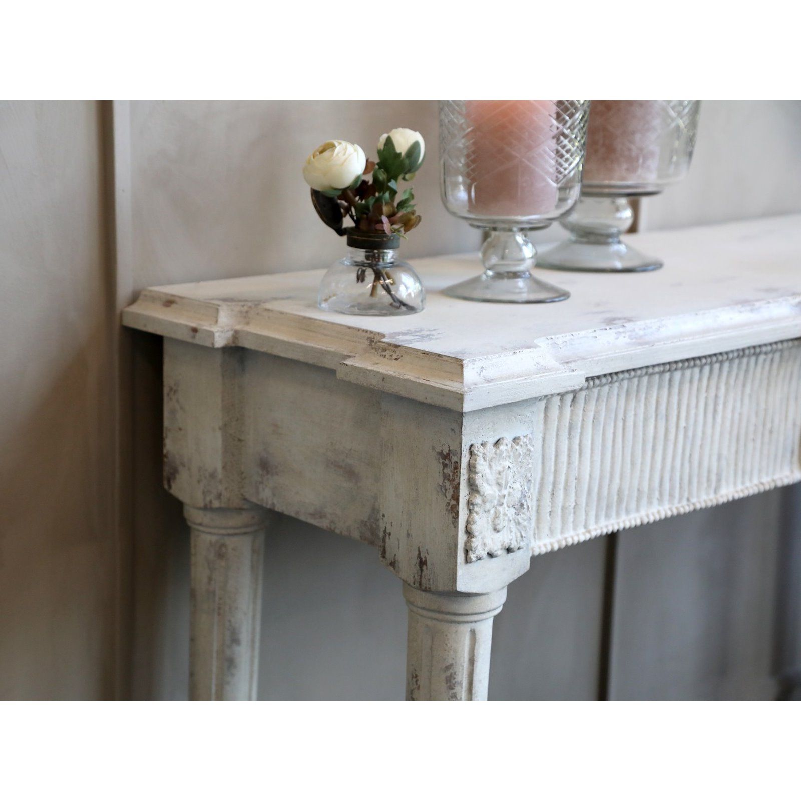 Widely Used Vintage White Washed Console Table With Geometric White Console Tables (View 2 of 10)