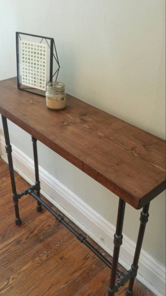 Widely Used Wood And Pipe Console Table Rustic Console Regarding Rustic Walnut Wood Console Tables (View 7 of 10)