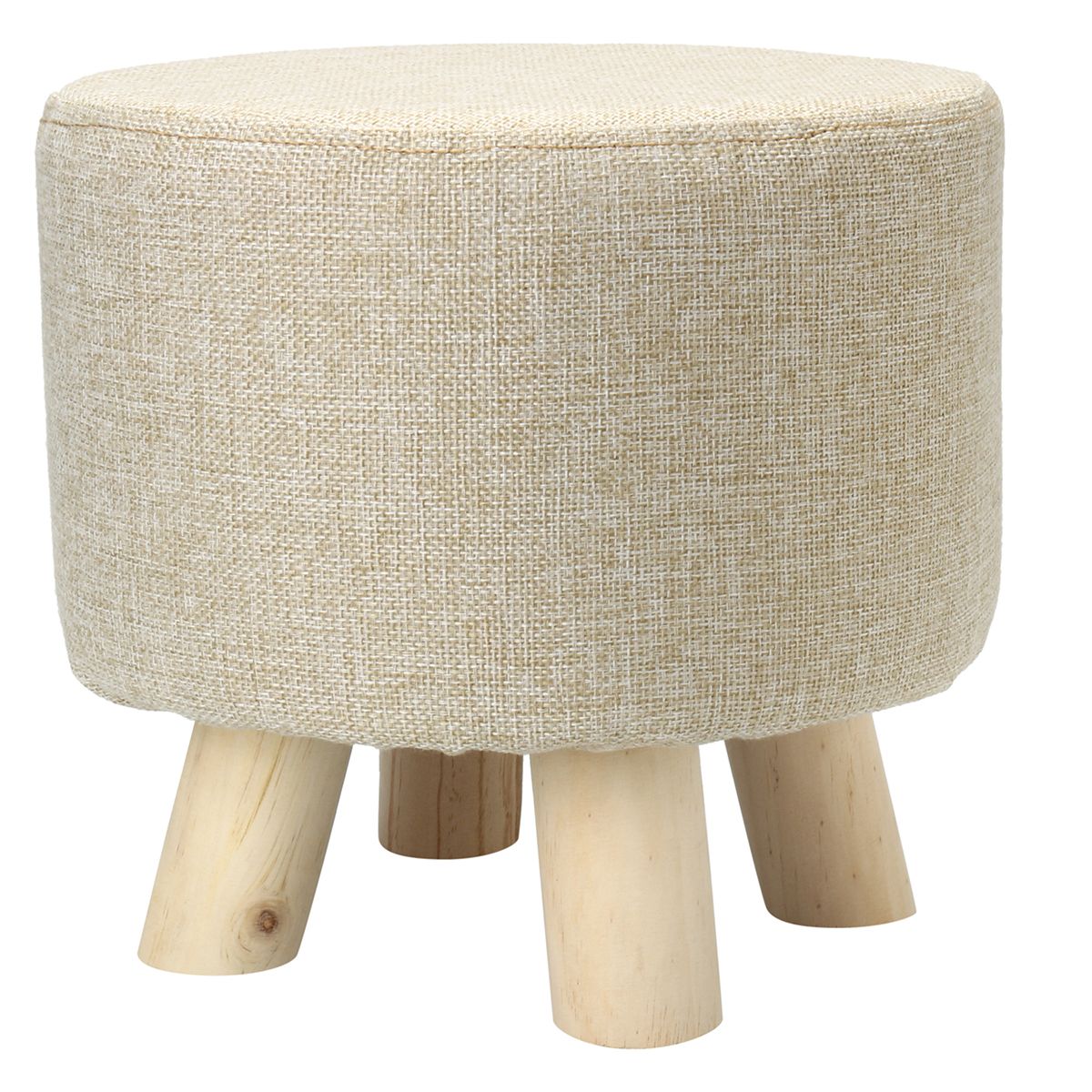 11'' High Living Room Pouffe Round Chairs ,sofa Ottoman Foot Stool, 4 Pertaining To Most Recent Cream Linen And Fir Wood Round Ottomans (View 1 of 10)