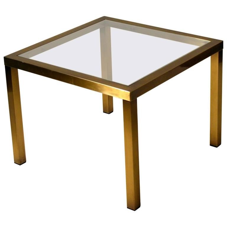 1970s Minimal Square Brass Coffee Table With Clear Glass Top For Sale With Recent Clear Glass Top Cocktail Tables (View 5 of 10)