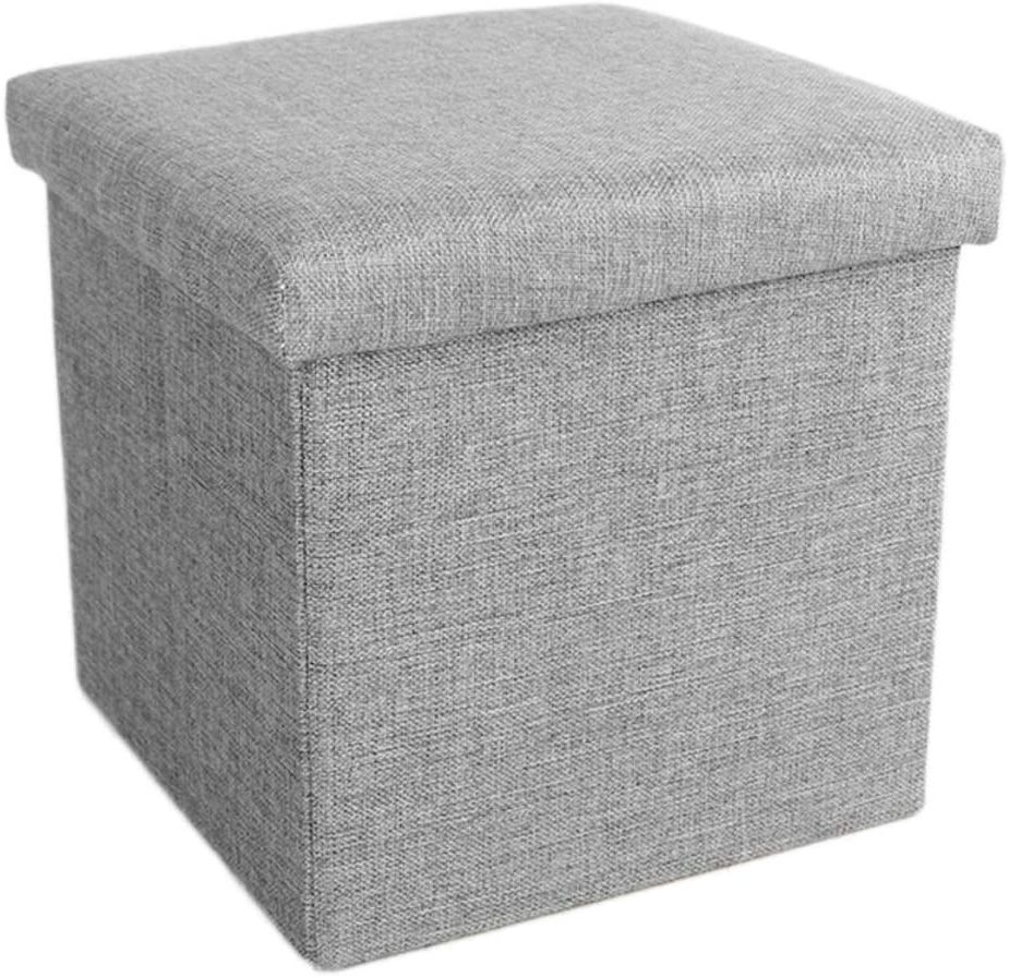 2019 Amazon: Zaipp Folding Storage Ottoman,cube Small Footstool Stool Throughout Gray And Beige Solid Cube Pouf Ottomans (View 5 of 10)