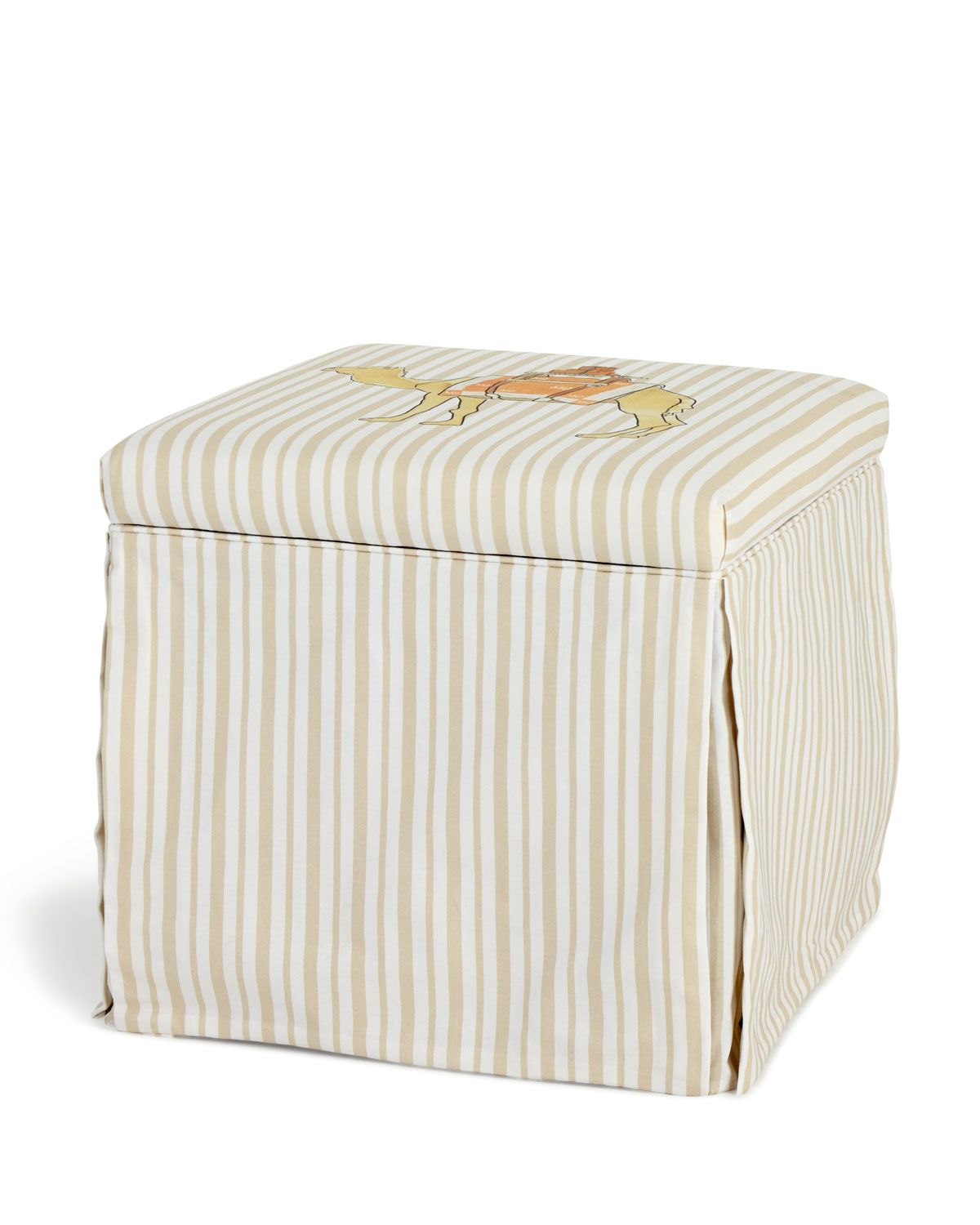 2019 Gray Stripes Cylinder Pouf Ottomans In Cloth & Company X Gray Malin Camel Stripe Skirted Storage Ottoman (View 1 of 10)