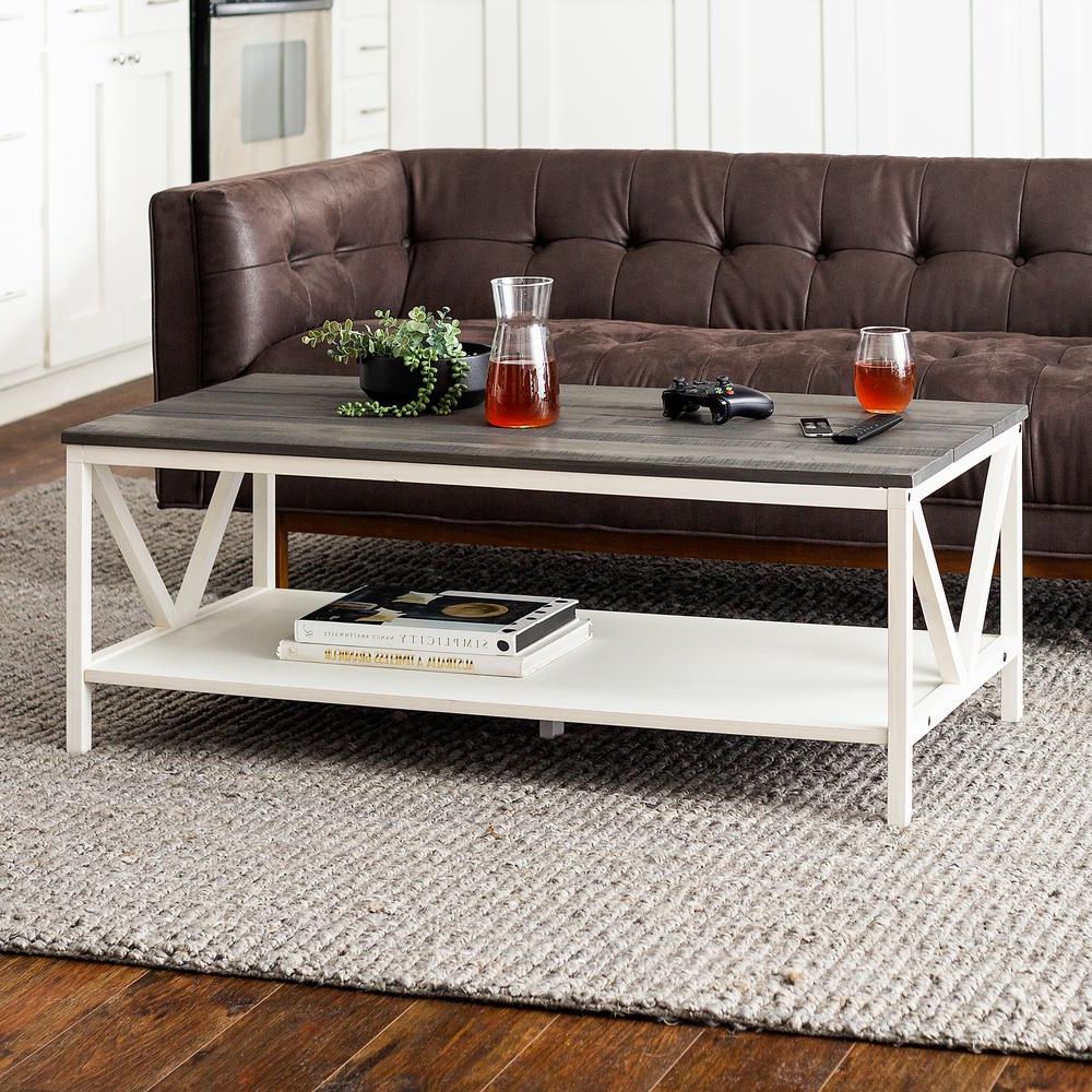2019 Gray Wash Coffee Tables With Regard To Welwick Designs 48 In (View 1 of 10)