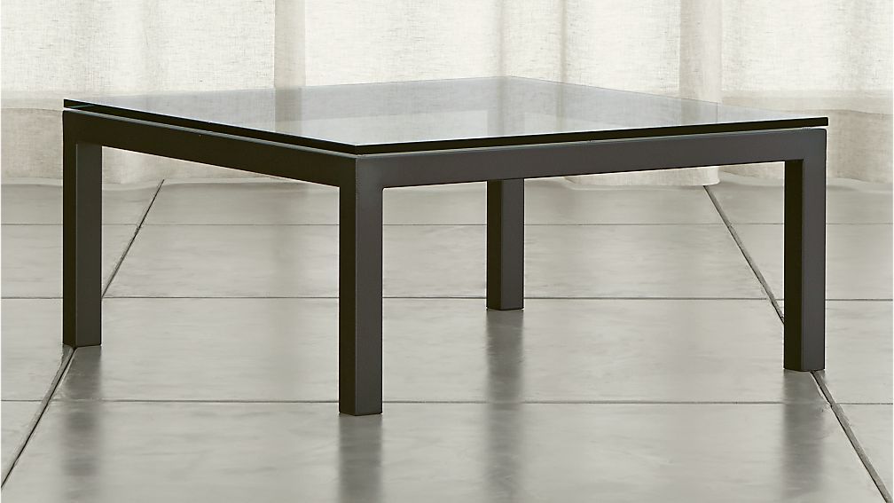2019 Parsons Square Dark Steel Coffee Table With Clear Glass Top (View 10 of 10)