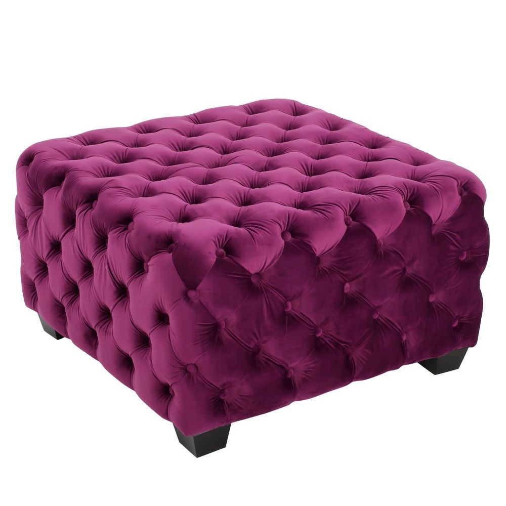 2019 Pink Champagne Tufted Fabric Ottomans With Regard To Piper Tufted Square Ottoman Bench Fuchsia – Christopher Knight Home (View 6 of 10)