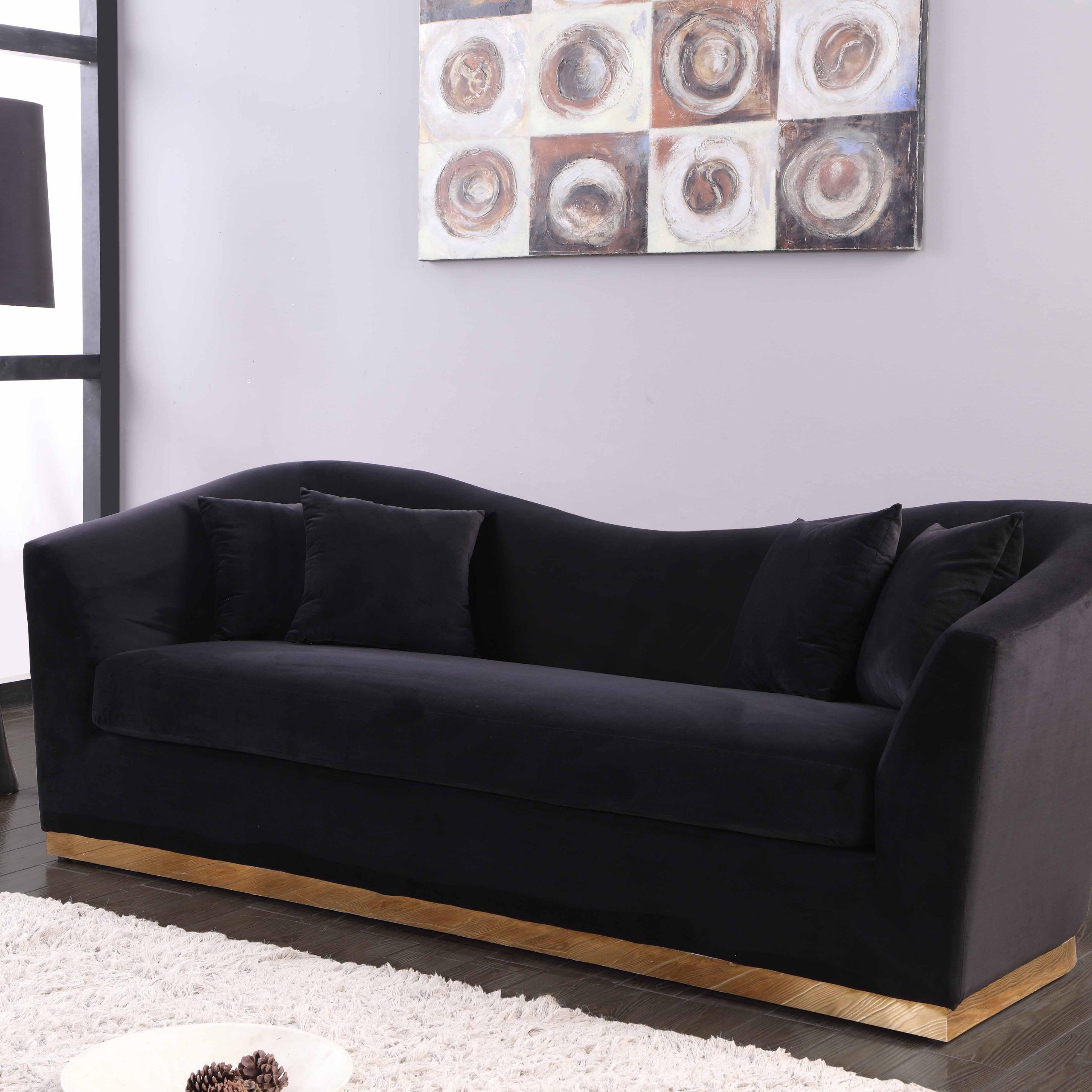 2019 Round Gray And Black Velvet Ottomans Set Of 2 Inside Meridian Furniture 617 Arabella Modern Grey Velvet Sofa & Loveseat Set (View 8 of 10)
