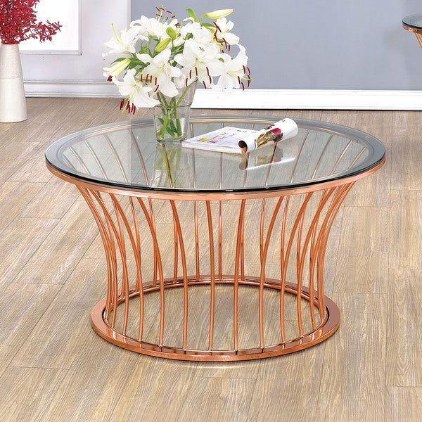 2019 Shop Furniture Of America Yatz Contemporary Gold Metal Round Coffee Regarding Gold Coffee Tables (View 5 of 10)