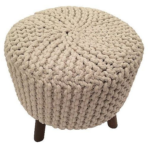 2019 The Chandra Ida Stool Has A Compelling And Cozy Presence With A Thick For Stone Wool With Wooden Legs Ottomans (View 4 of 10)