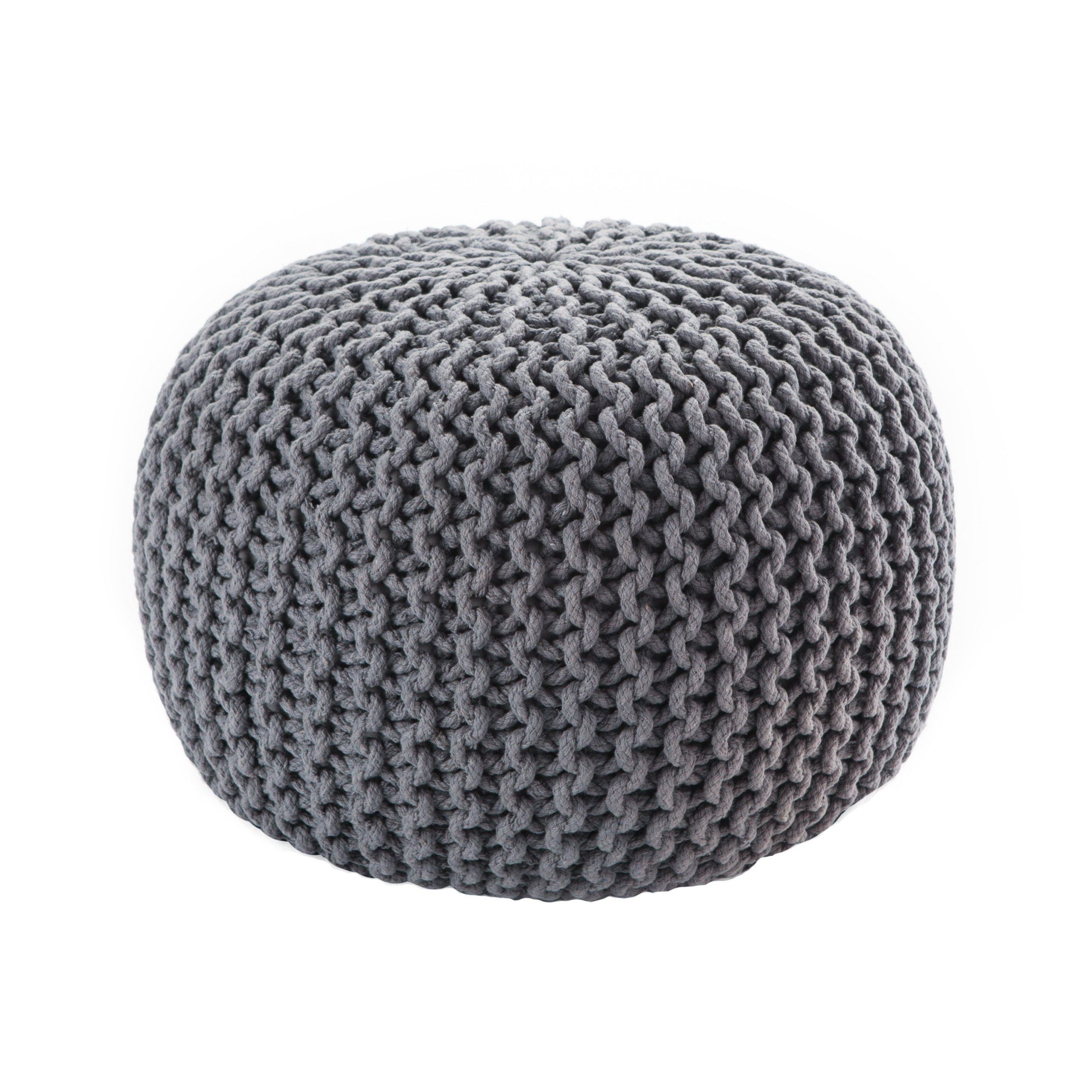 2019 Visby Gray Textured Round Pouf (View 8 of 10)