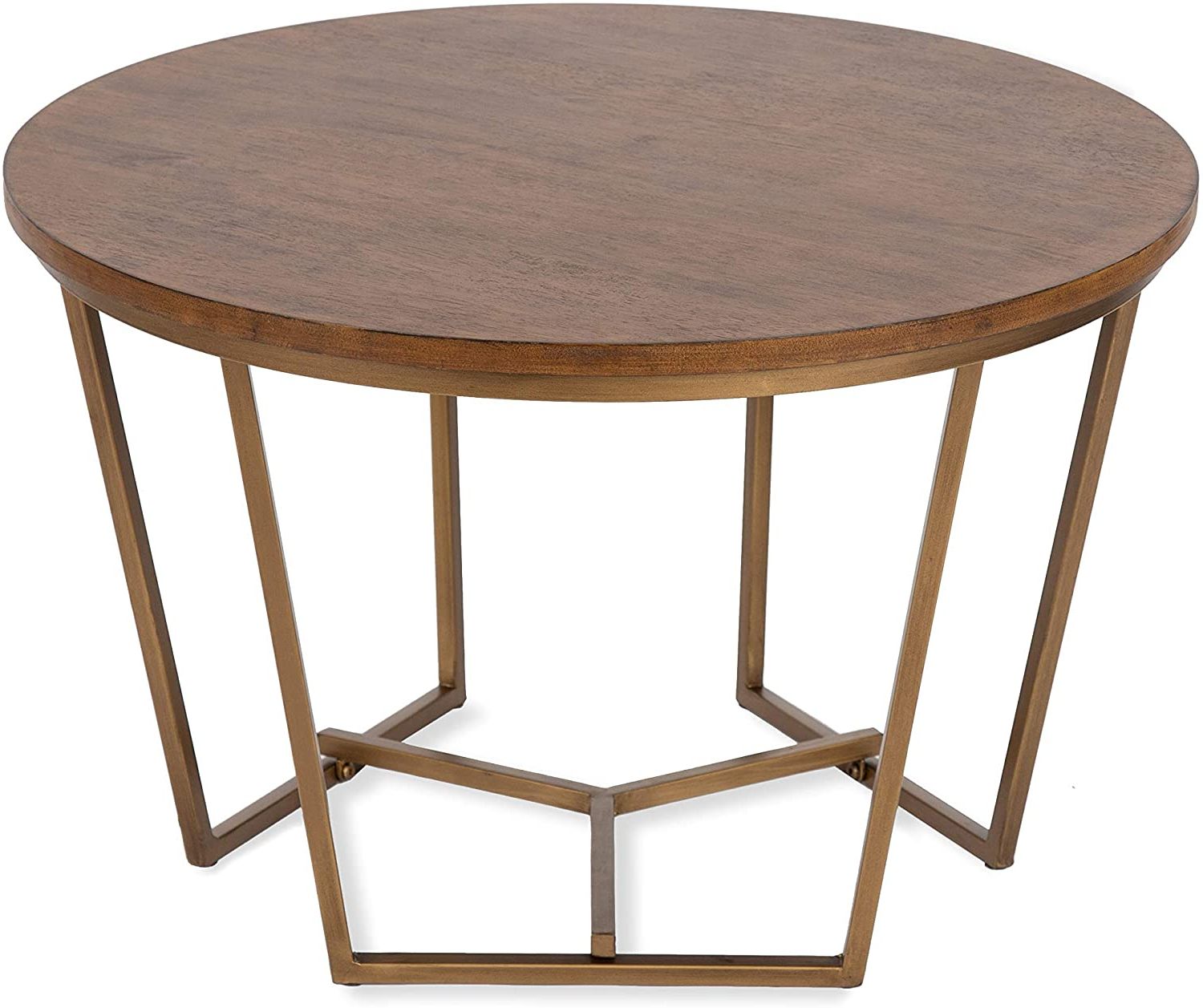 2019 Walnut Wood And Gold Metal Coffee Tables Pertaining To Amazon: Kate And Laurel Solvay Mid Century Coffee Table, 28 X 28 X (View 7 of 10)