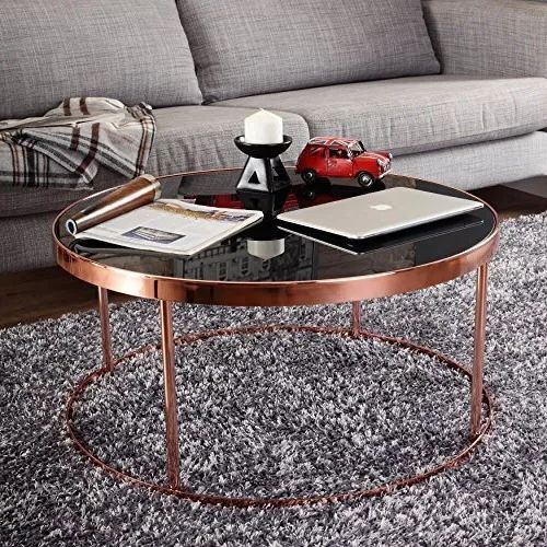 2020 Black Round Glass Top Cocktail Tables For Iohomes Cora Contemporary Black Glass Top Round Coffee Table Sale (View 4 of 10)