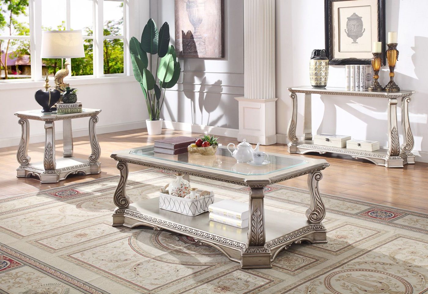 2020 Glass And Pewter Coffee Tables In Traditional Rectangular Glass Top Coffee Table Antique Silver Platinum (View 7 of 10)