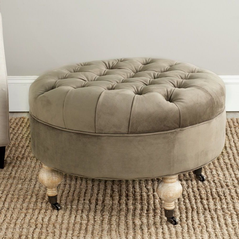 2020 Gray Fabric Round Modern Ottomans With Rope Trim Within Overstock: Online Shopping – Bedding, Furniture, Electronics (View 2 of 10)