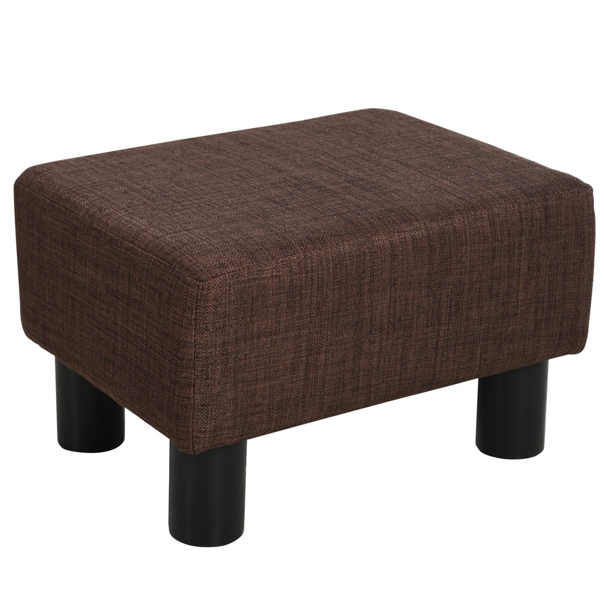 2020 Homcom Linen Fabric Footstool Ottoman Cube W/ 4 Plastic Legs Black Throughout Solid Cuboid Pouf Ottomans (View 4 of 10)