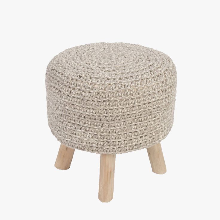 2020 Pumice Stone Knit Wool Stool – Shop Poufs And Stools – Dear Keaton Regarding Stone Wool With Wooden Legs Ottomans (View 3 of 10)