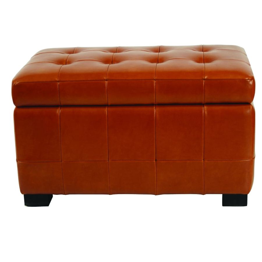 2020 Safavieh Small Manhattan Casual Saddle Faux Leather Storage Ottoman At With Regard To Small White Hide Leather Ottomans (View 6 of 10)