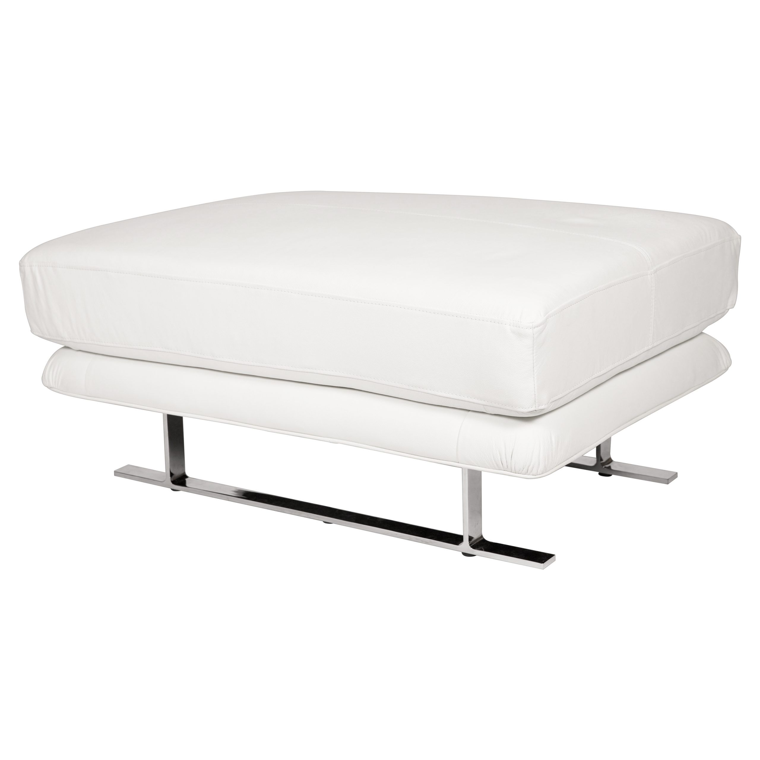 2020 White Leatherette Ottomans For Savoy Leather Ottoman With Chrome Legs – White At Hayneedle (View 8 of 10)