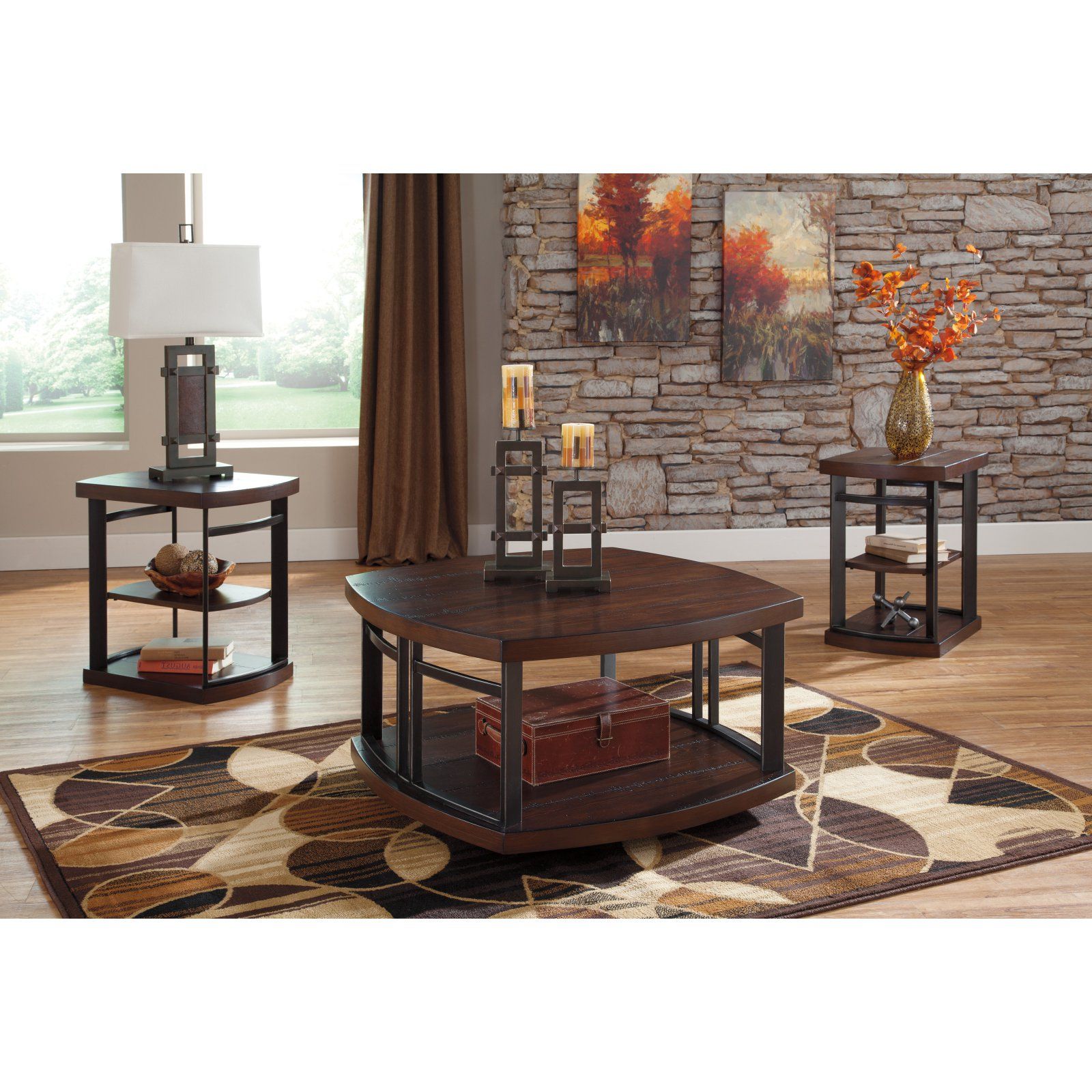 3 Piece Shelf Coffee Tables Pertaining To Current Signature Designashley Challiman 3 Piece Coffee Table Set – Walmart (View 7 of 10)