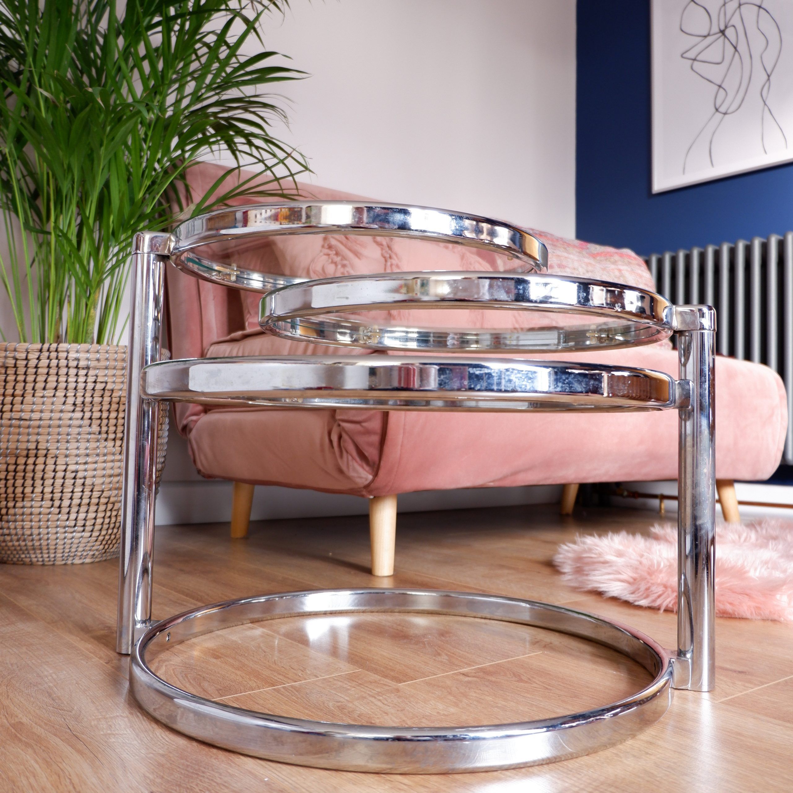 3 Tier Coffee Tables In Most Recent Vintage 1970s Chrome And Glass Swivel 3 Tier Table (View 1 of 10)