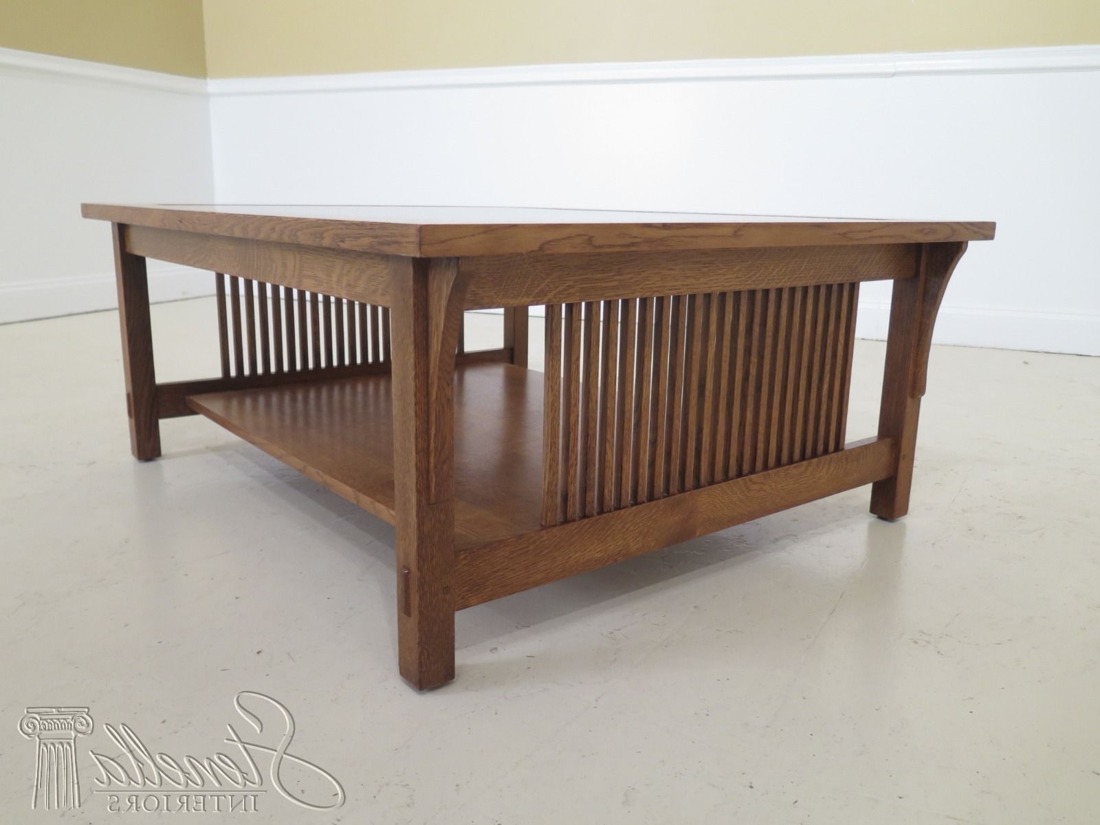 31550ec: Stickley Mission Oak Spindled Sides Coffee Table (View 8 of 10)