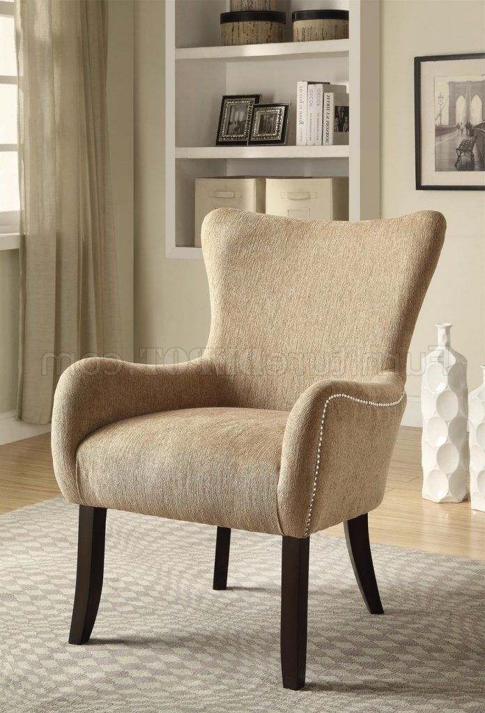 902503 Accent Chair Set Of 2 In Sand Chenille Fabriccoaster With Current Gray Chenille Fabric Accent Stools (View 1 of 10)