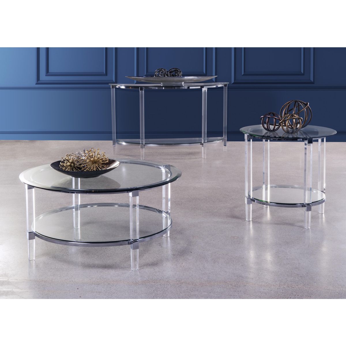 Acrylic Coffee Tables Inside Fashionable 3656 01 Round Coffee Table With Acrylic Legs (View 6 of 10)