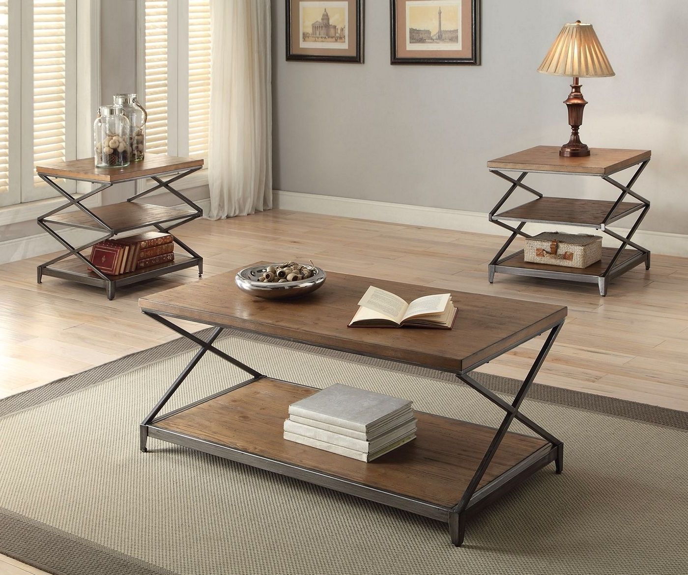 Alano Rustic Slat Wood Coffee Table In Oak & Antique Black Metal Frame In Well Liked Metal Coffee Tables (View 4 of 10)