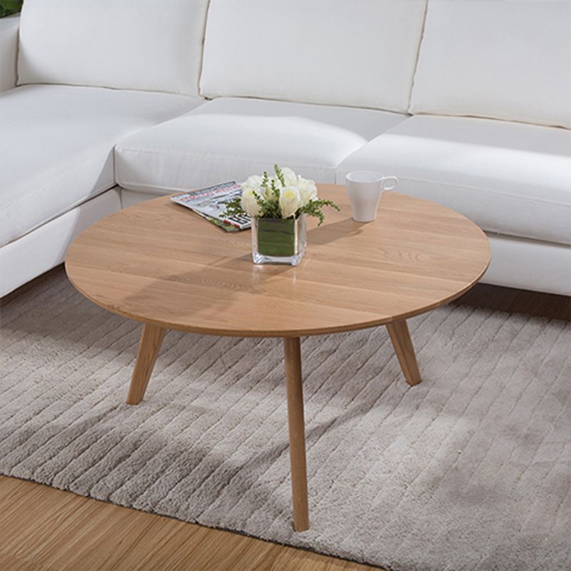 Aliexpress : Buy 90 Cm Round White Oak Solid Wood Coffee Table From In Recent Metal Legs And Oak Top Round Coffee Tables (View 1 of 10)