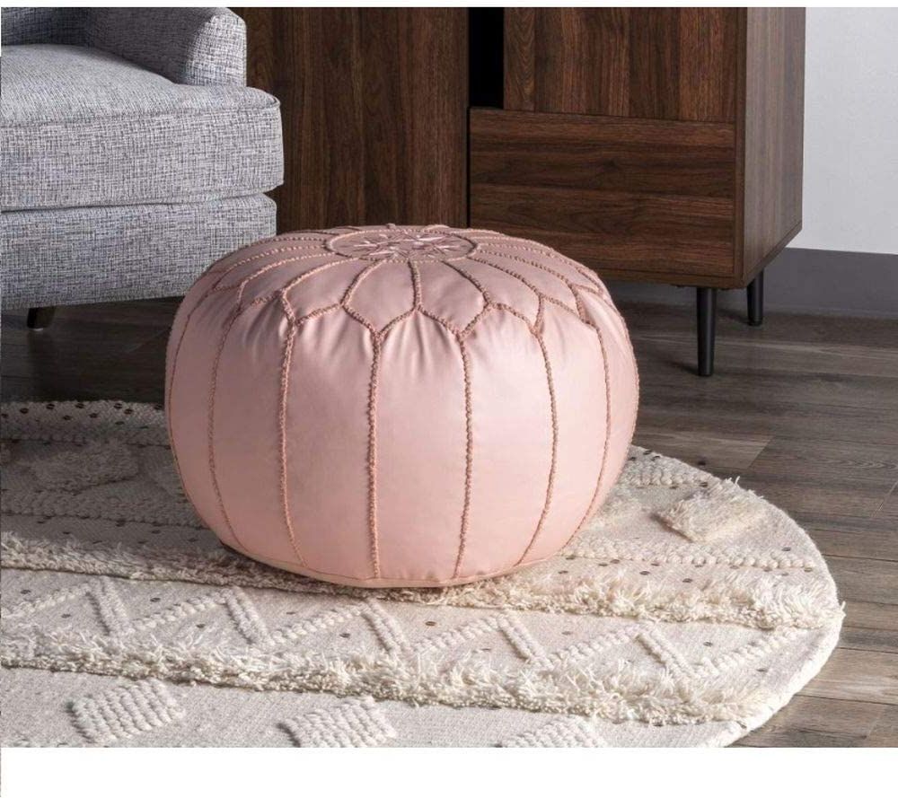 Amazon: Classic Moroccan Pouf, Decorative Lightweight Round Pumpkin With Most Current Textured Blush Round Pouf Ottomans (View 2 of 10)