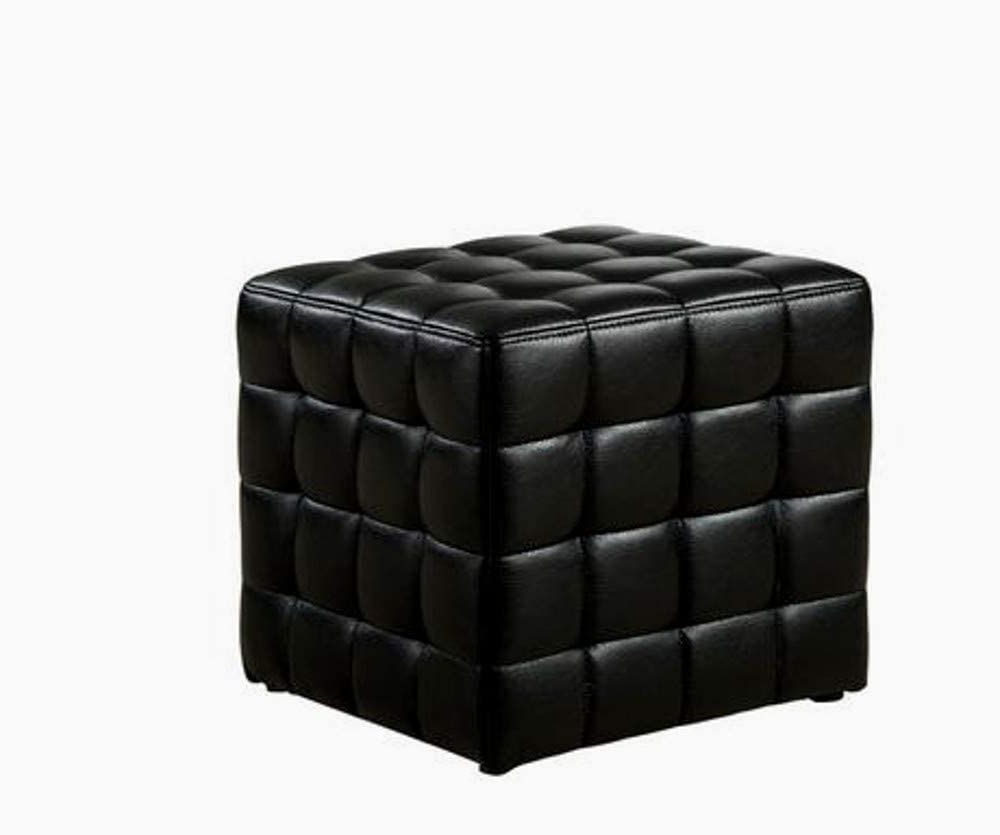 Amazon: Efd Small Square Ottoman Black Faux Leather Upholstery Intended For Most Current Brown Leather Square Pouf Ottomans (View 6 of 10)