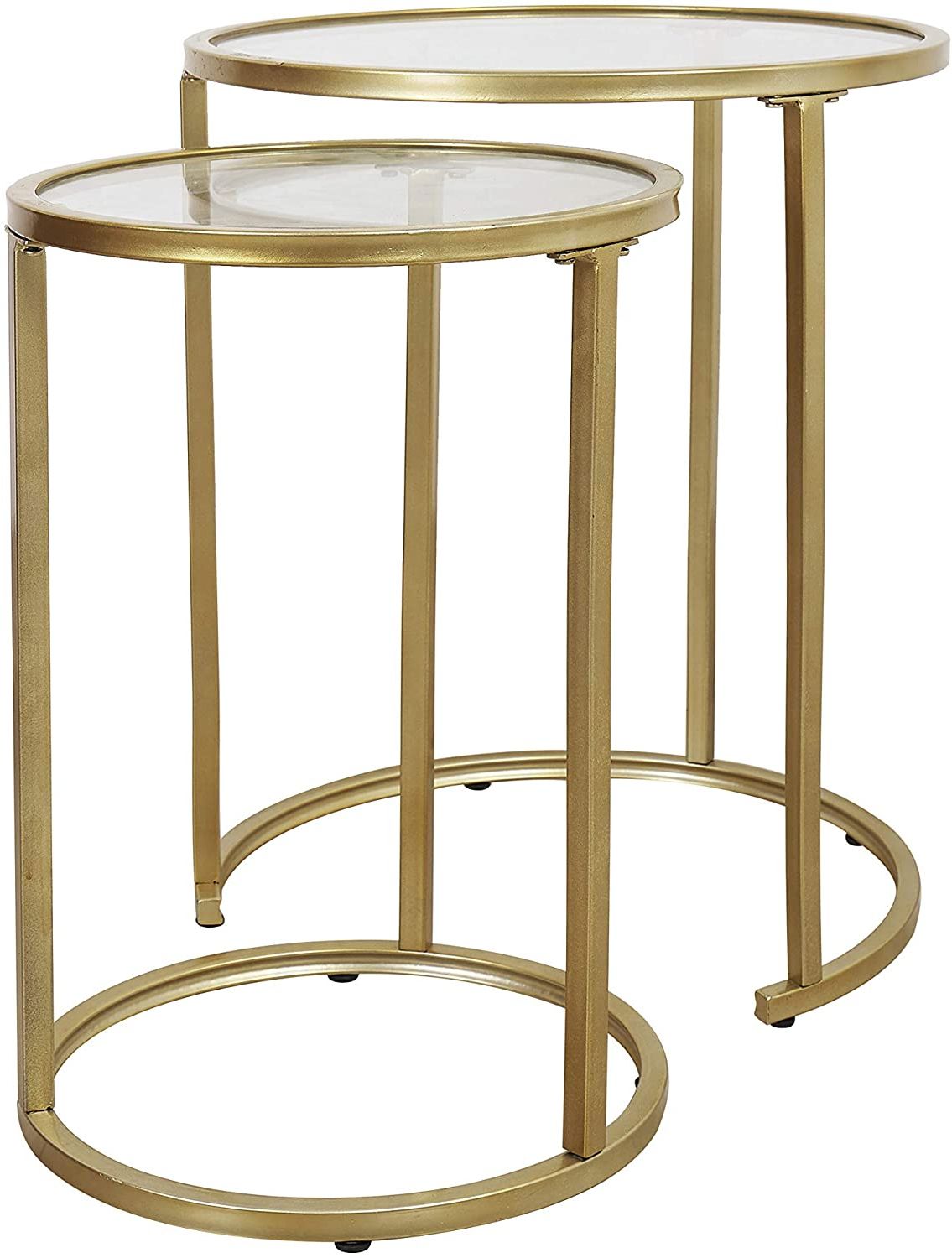 Amazon: Glass Nesting Side Tables, Coffe Table Stacking End Table With Most Recent Gold And Mirror Modern Cube End Tables (View 4 of 10)