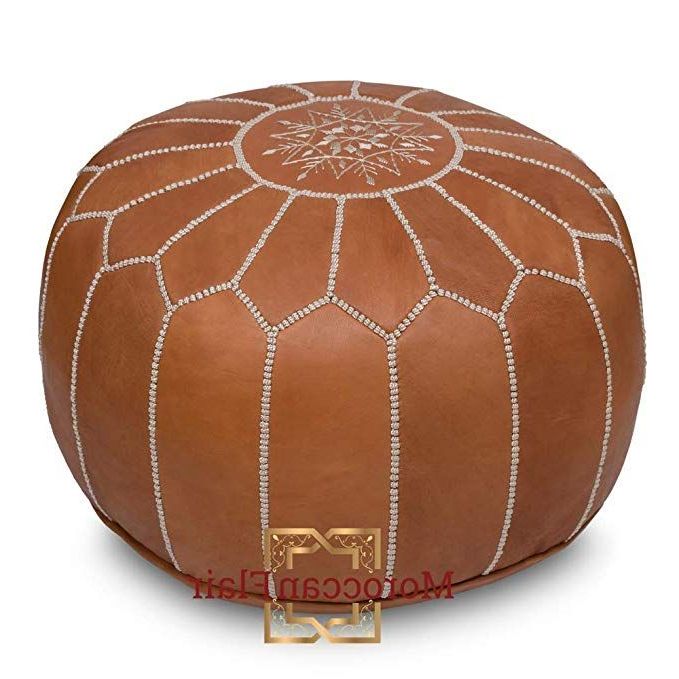 Amazon: Stuffed Handmade Genuine Leather Moroccan Pouf, Ottoman Throughout Most Recent Gray Moroccan Inspired Pouf Ottomans (View 4 of 10)