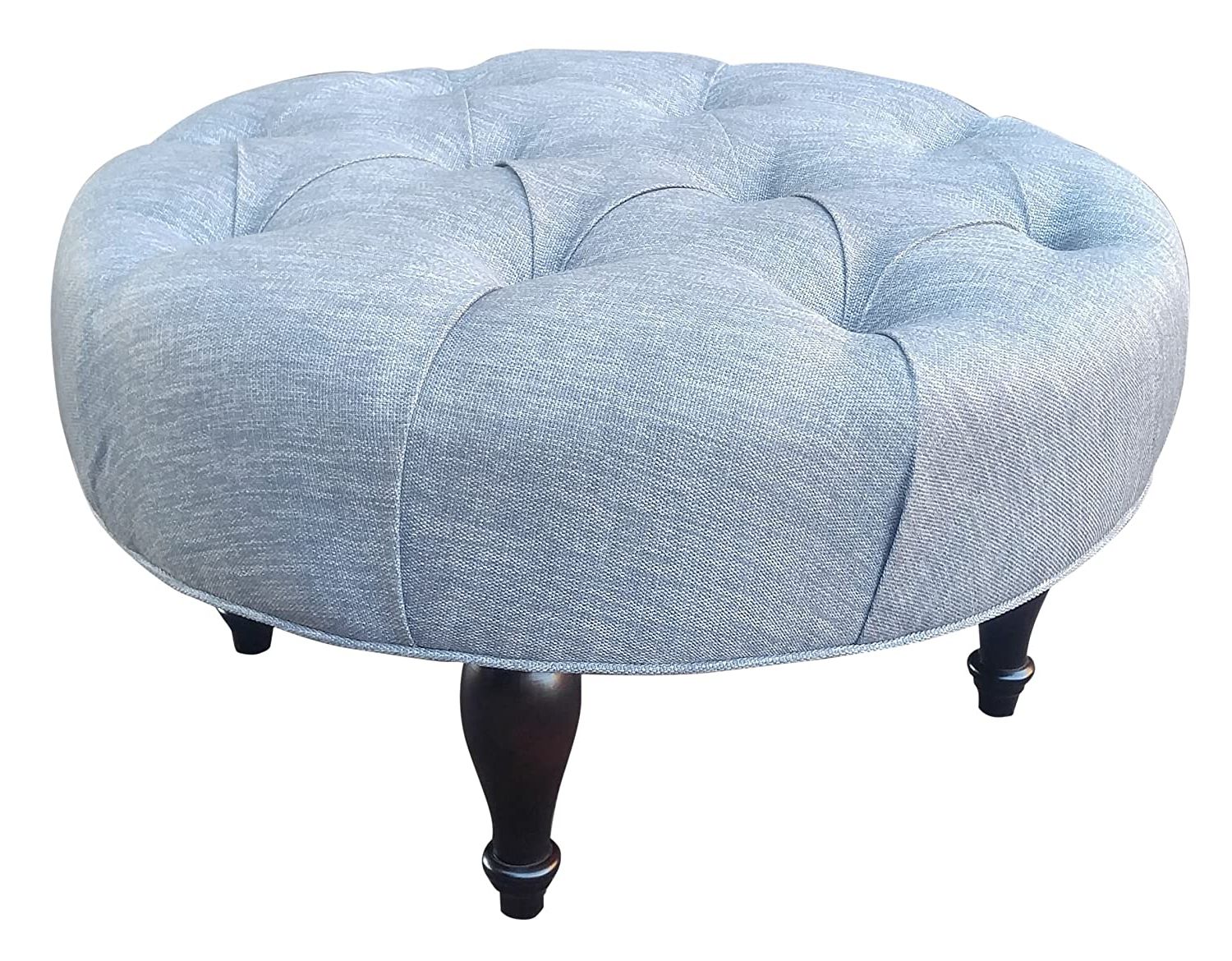Amazon: Tufted Round Ottoman, 30" Heathered Grey Fabric: Handmade In Most Popular Light Gray Tufted Round Wood Ottomans With Storage (View 4 of 10)