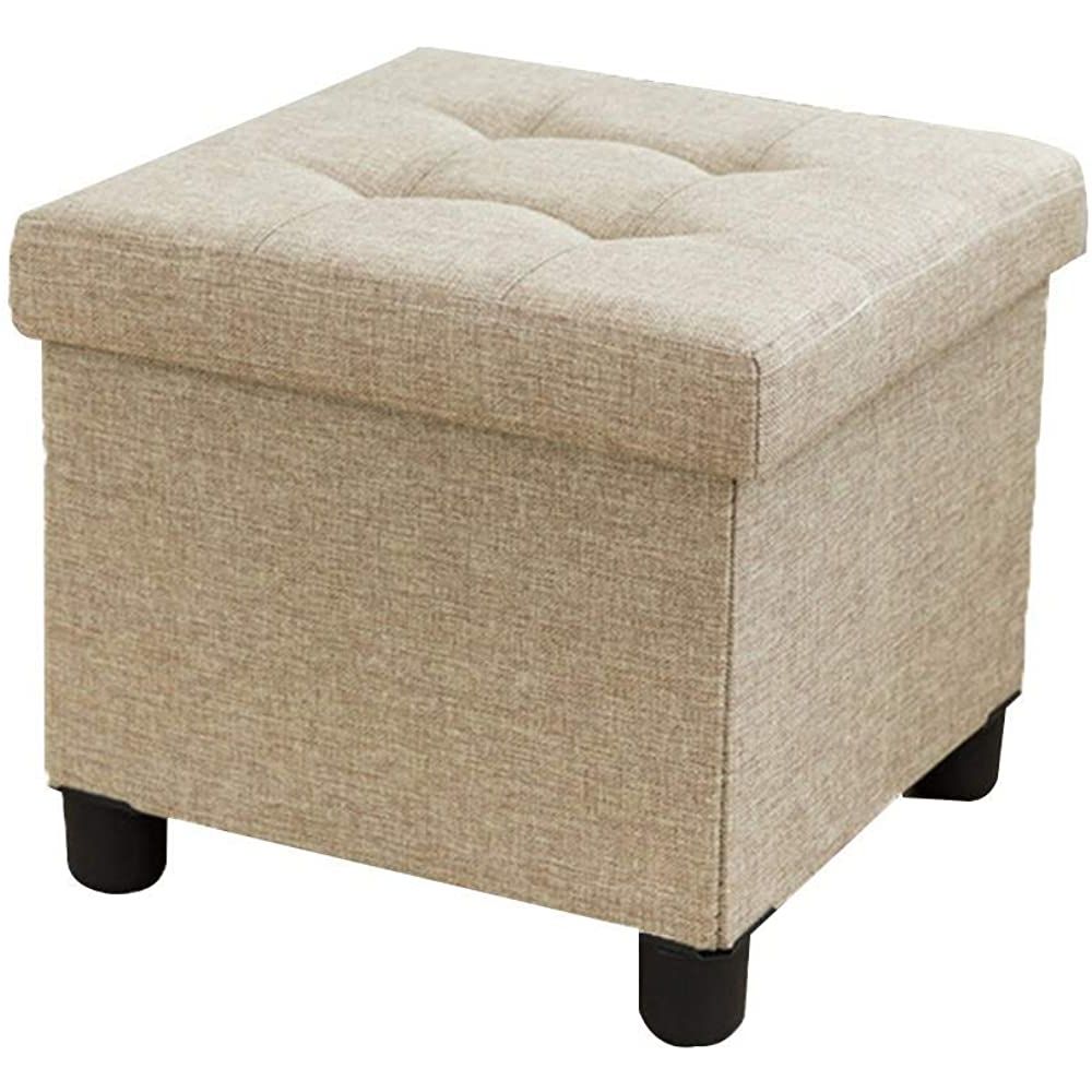 Amazon: Wersdf Storage Ottoman Cube, Folding Bench With Highly Throughout 2019 Gray And Beige Solid Cube Pouf Ottomans (View 3 of 10)