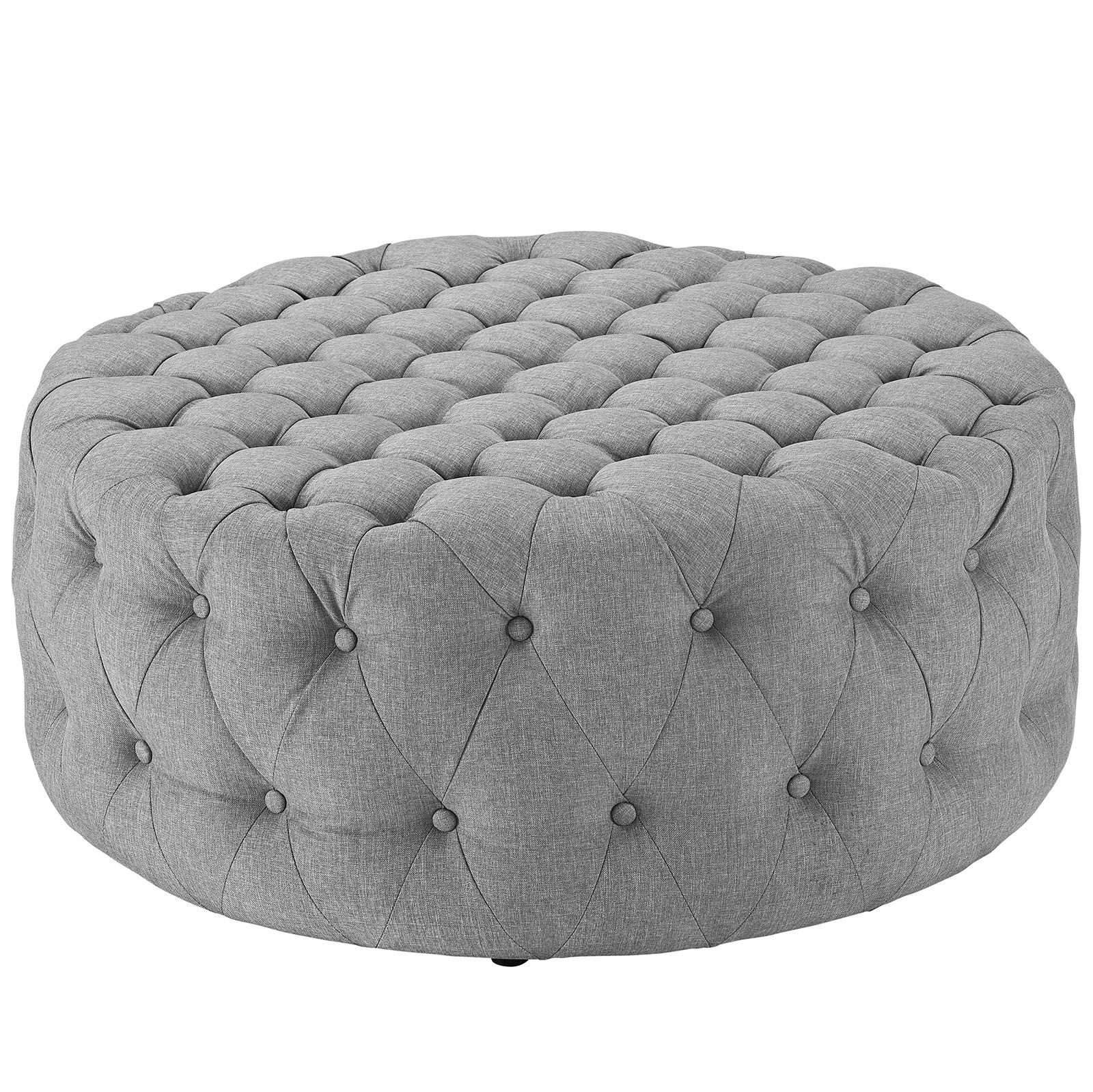 Amour Upholstered Fabric Ottoman Light Gray With 2020 Light Gray Cylinder Pouf Ottomans (View 9 of 10)