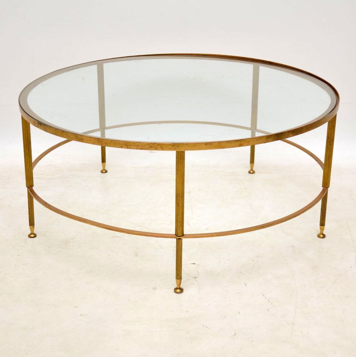 Antique Brass Aluminum Round Coffee Tables Throughout Most Up To Date 1960's French Brass & Glass Coffee Table (View 2 of 10)
