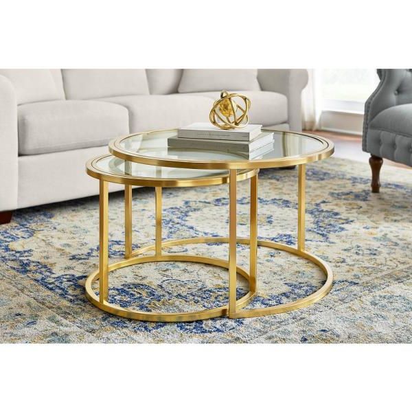 Antique Gold Nesting Coffee Tables With Widely Used Home Decorators Collection Cheval 2 Piece 30 In (View 2 of 10)