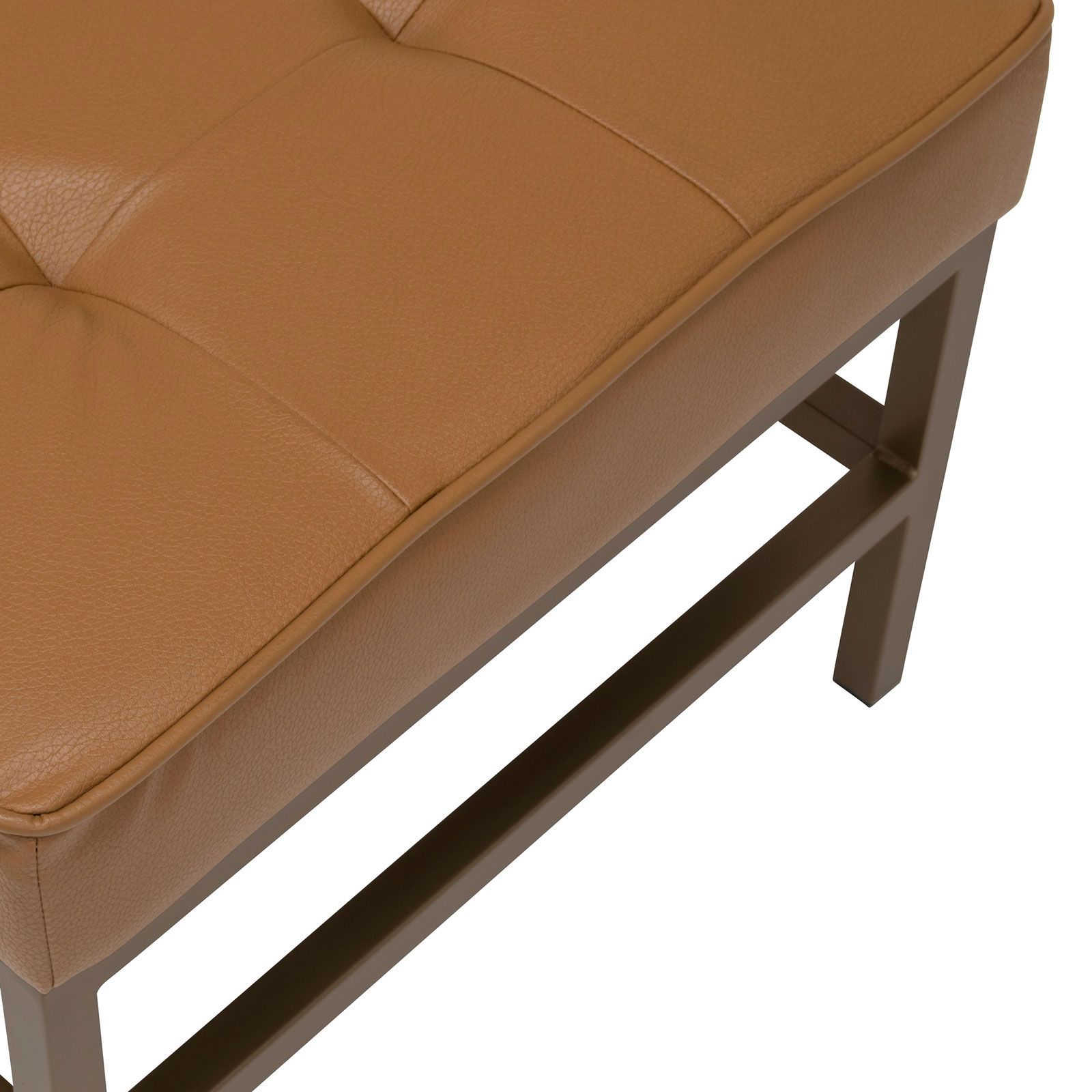Ashlar Bonded Leather Tufted Ottoman In Bronze/caramel – Item # 70211 Intended For Trendy Caramel Leather And Bronze Steel Tufted Square Ottomans (View 7 of 10)