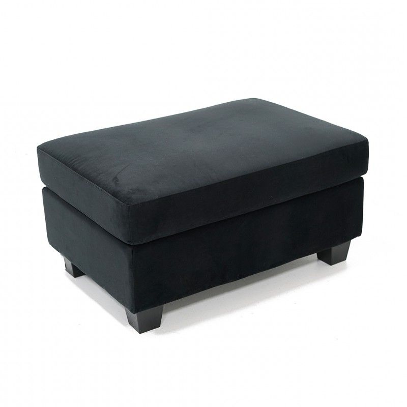 Ashmore Corner 3s+chaise+ottoman Black Fabric For Current Black Fabric Ottomans With Fringe Trim (View 9 of 10)