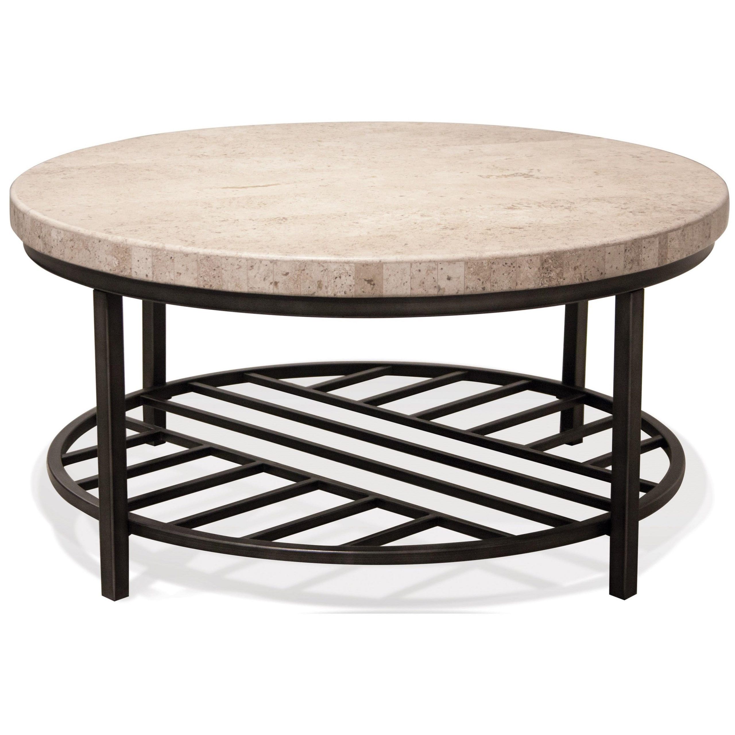 Barnside Round Cocktail Tables Intended For 2020 Riverside Furniture Capri Round Cocktail Table With Travertine Stone (View 3 of 10)