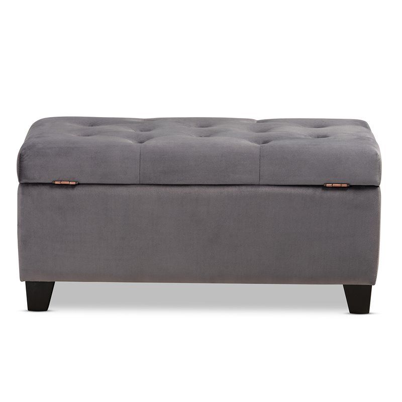 Baxton Studio Michaela Grey Velvet Upholstered Storage Ottoman – 162 Pertaining To Best And Newest Gray Velvet Ottomans With Ample Storage (View 7 of 10)