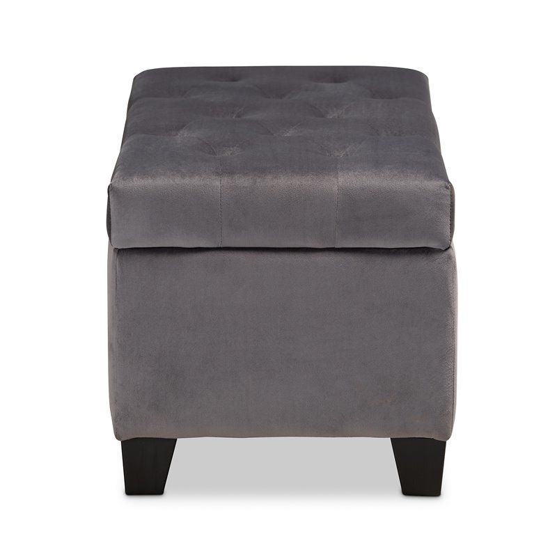 Baxton Studio Michaela Grey Velvet Upholstered Storage Ottoman – 162 With Regard To Current Gray Velvet Ottomans With Ample Storage (View 6 of 10)