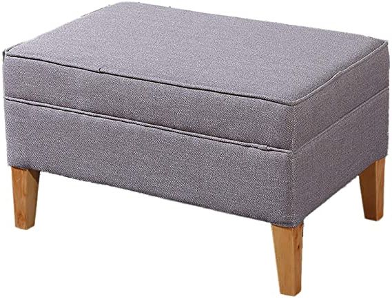 Beige And Light Gray Fabric Pouf Ottomans Inside Favorite Linen Fabric Footstool Footrest Small Seat Foot Rest Chair Ottoman (View 1 of 10)